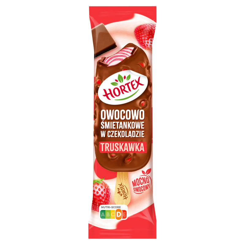 Hortex Lody owocowo śmietankowe w czekoladzie truskawka 120 ml